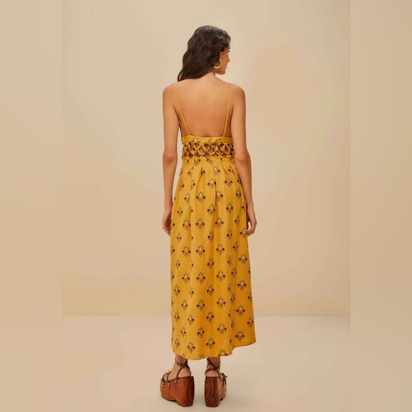 Farm Rio: Coconut Tree Tapestry Macrame Yoke Maxi Dress - Picture 2 of 9